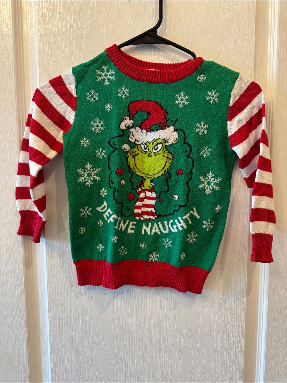 Kids Green Grinch 'Define Naughty' Holiday Sweater